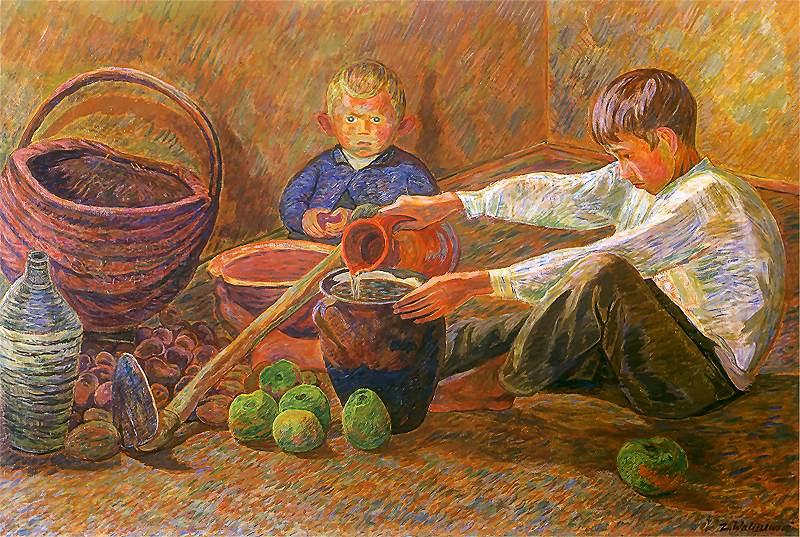 Zygmunt Waliszewski Boys and still life China oil painting art